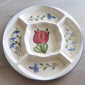 Vintage 70s Los Angeles Potteries Calif USA Large Divided Ceramic Serving Dish D